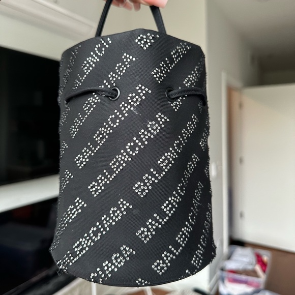 Balenciaga Rhinestone Wheel Drawstring Bucket Bag - Picture 1 of 3